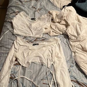 white tops ! u can tie them in the back